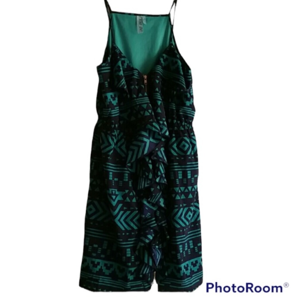 DINA BE GEOMETRIC DRESS SUMMER SZ M GREEN DIAMOND PRINT